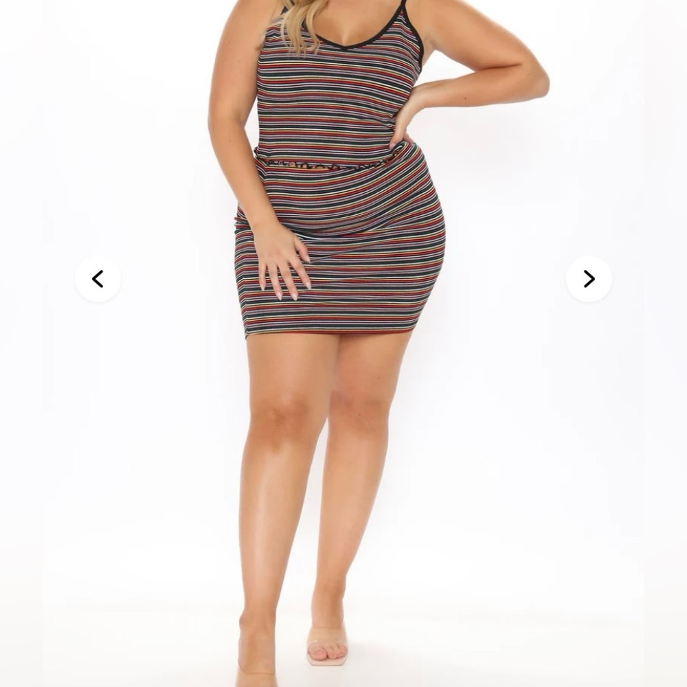 Fashion Nova Size 1X Keep It Parallel Stripe Set